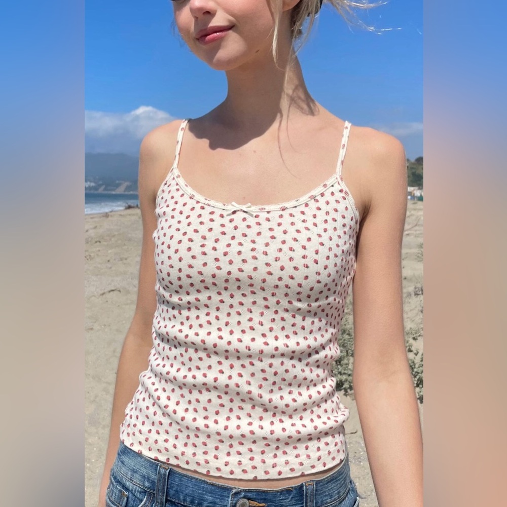 Brandy Melville Strawberry Pointelle Tank Top